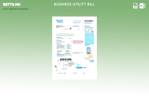 Модерен стил на Ирска Електрик Ирска за деловни сметки за комунални услуги